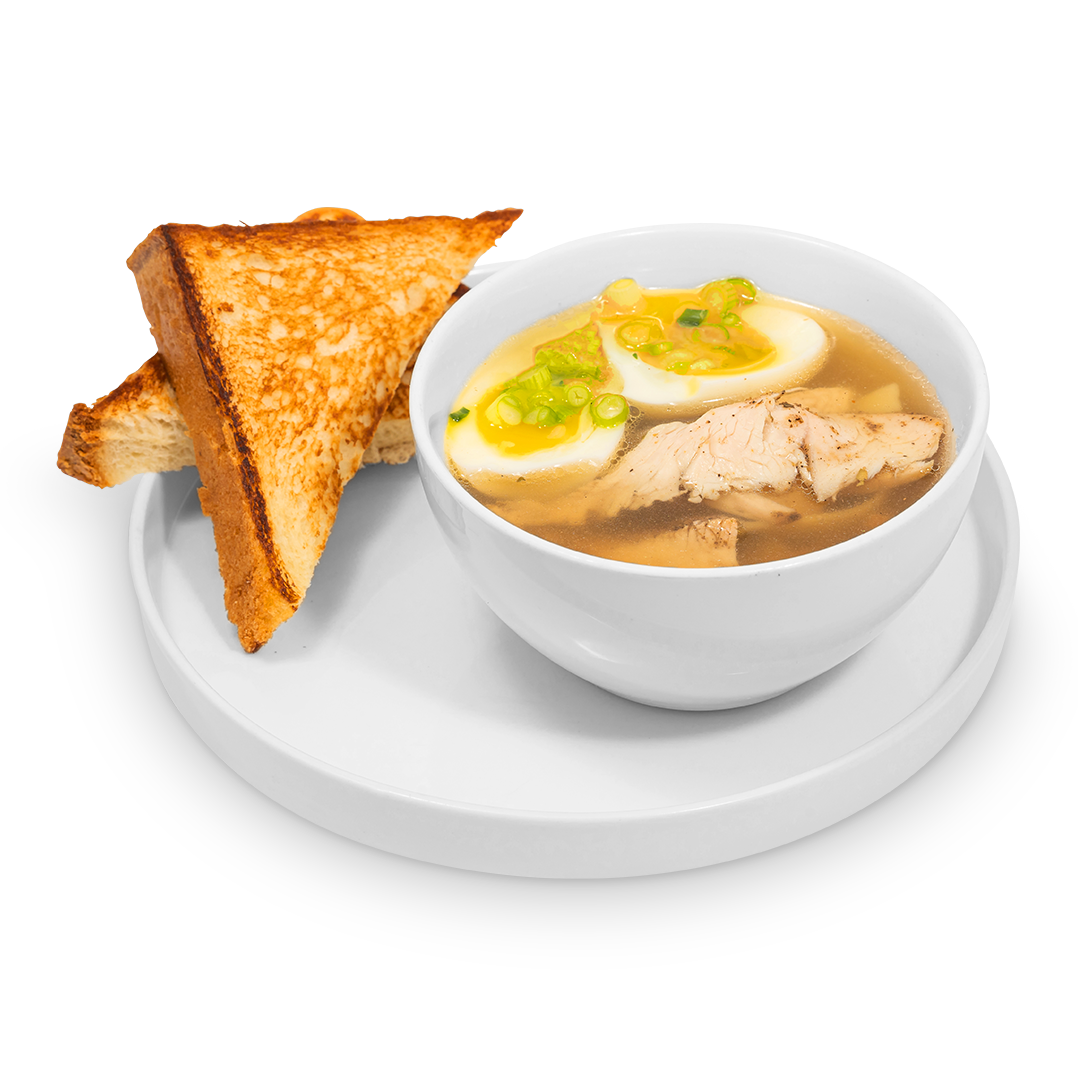 Бульон с курицей и яйцом