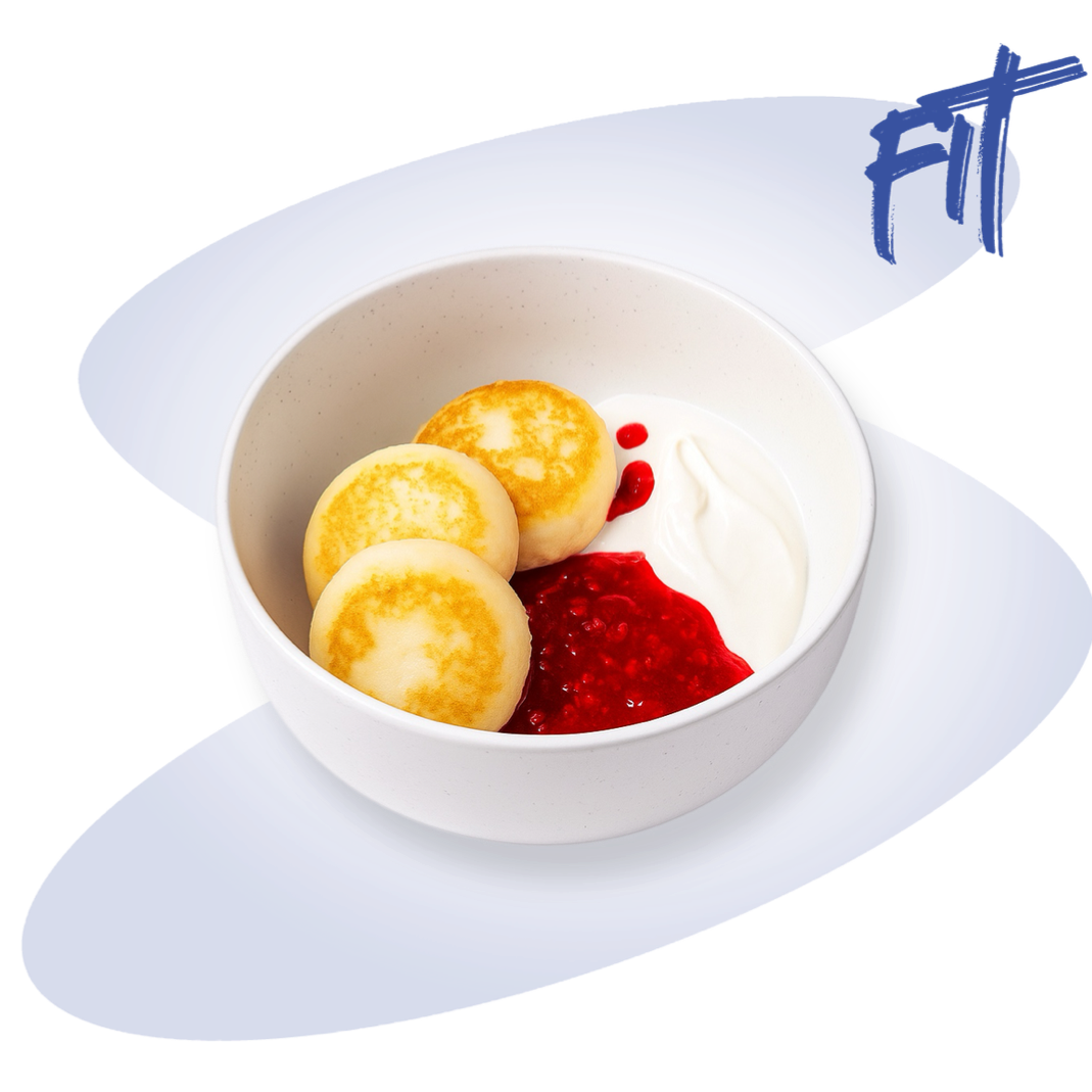 Сырники с малиной и йогуртом