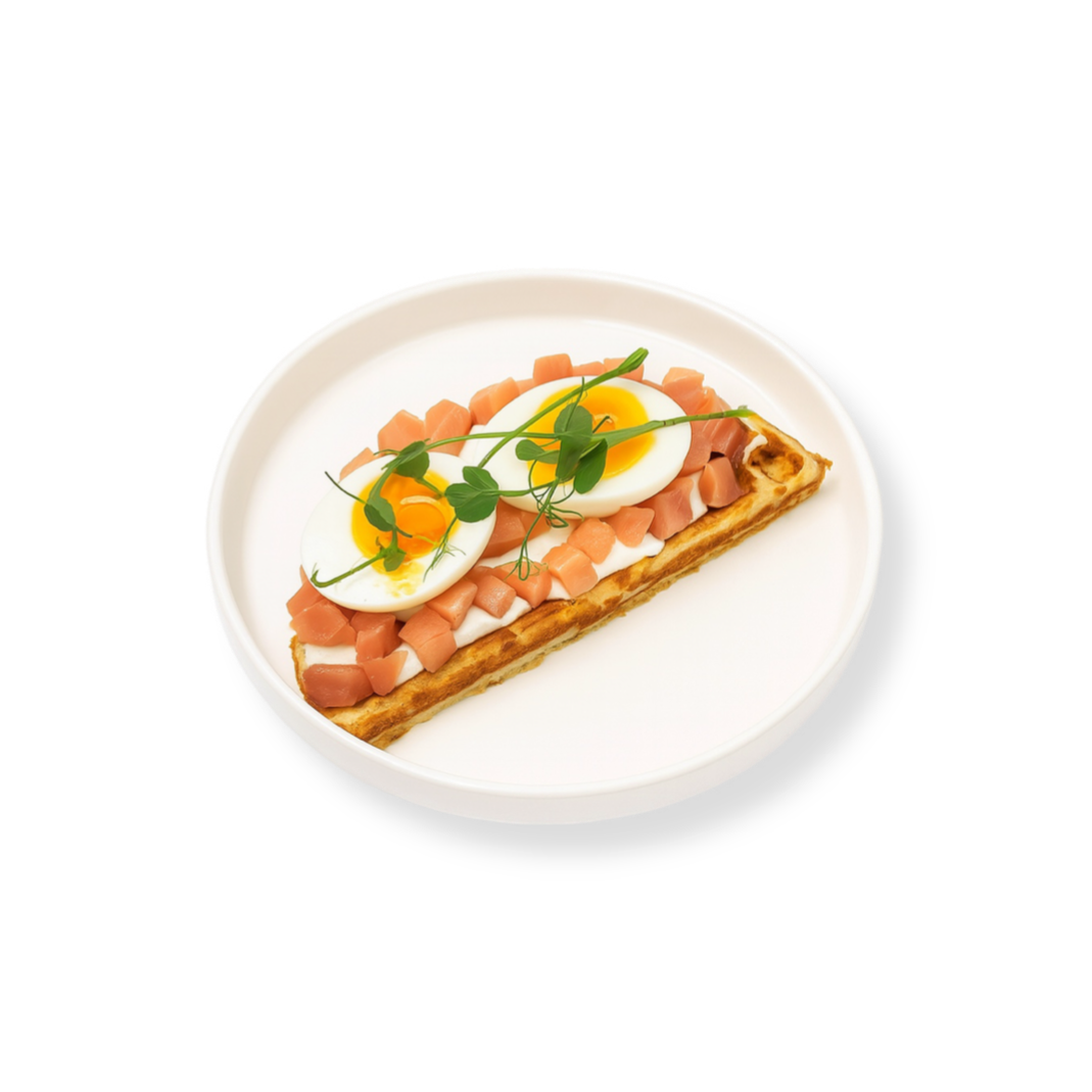 Венская вафля из цукини с лососем