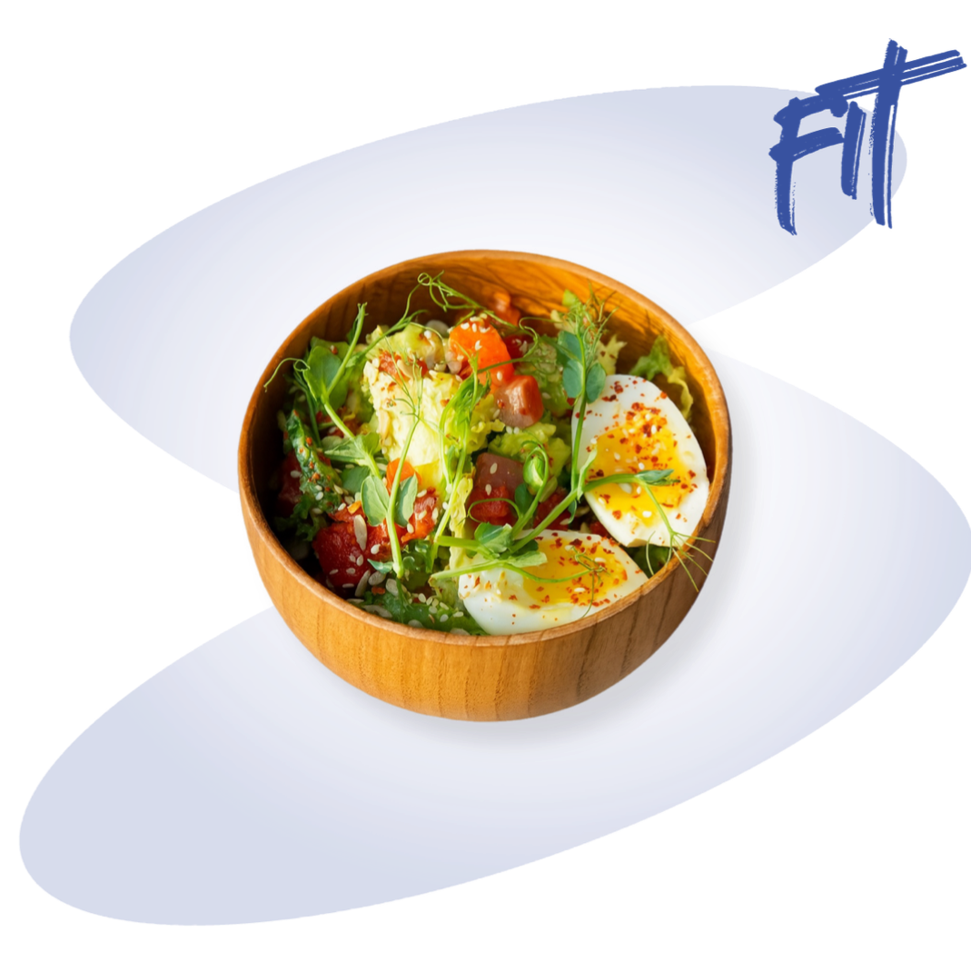 Зеленый салат с лососем