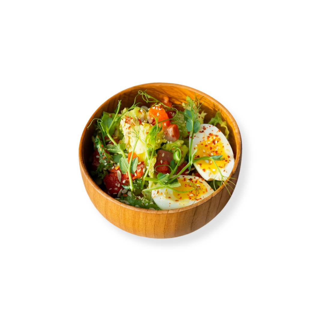 Зеленый салат с лососем